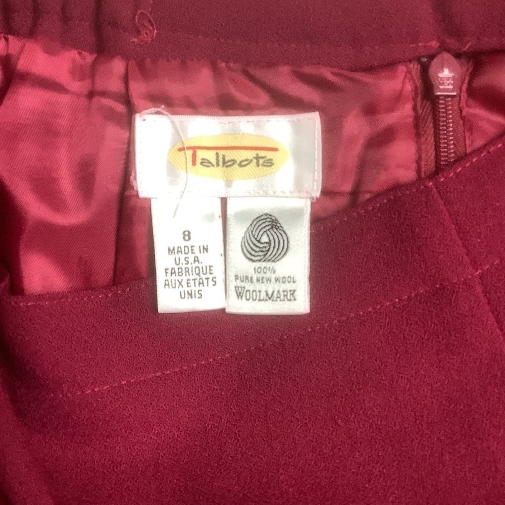 Talbots 100% Pure New Wool Burgundy Career Pencil Skirt‎ USA Made Sz 8 - Picture 4 of 5